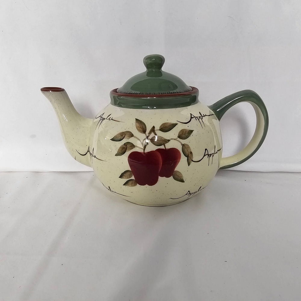 Home Interiors Apple Orchard Collection Teapot Lid 5 Cup Hand Painted Vintage